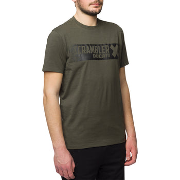 T-shirt verde da uomo con logo sul petto Scrambler Ducati X-Shirt, Abbigliamento Sport, SKU a722000300, Immagine 0